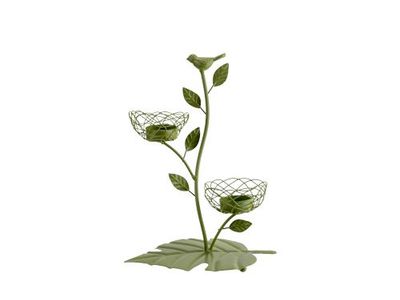 Theelichthouder Bird Leaf Base Powder Co Ated 2tl  Groen 20x13xh27,5cm Metaal