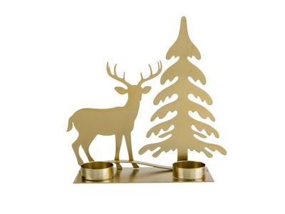 Bougeoir Tree-deer 2tl Dore 20,5x7xh20cm  Metal