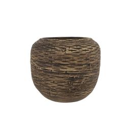 Cosy @ Home Bloempot Striped Zand 17x17xh16cm Rond A Ardewerk 