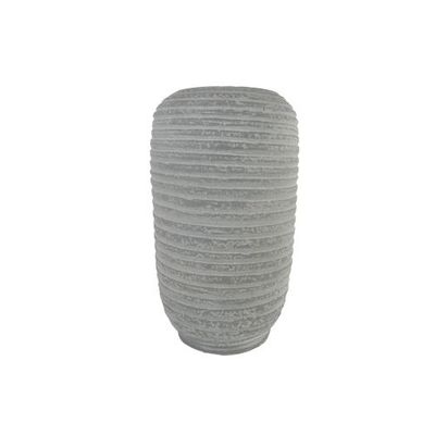 Vase Striped Gris 20x20xh32cm Rond Gres   Cosy @ Home