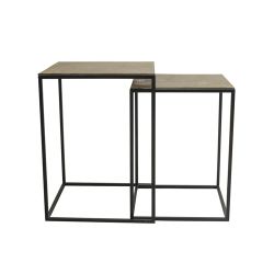 Bijzettafel Set2 Brushed Goud 48x48xh53c M Kubus Aluminium 36x36x48cm 