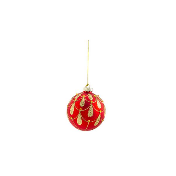 Kerstbal Charlotte Rood 8x8xh8cm Glas  