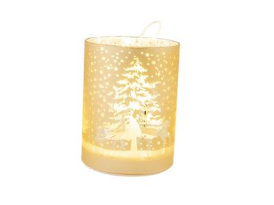 Lamp Deers Forest Led Excl.3xaa Batt. Go Ud 10x10xh13cm Rond Glas