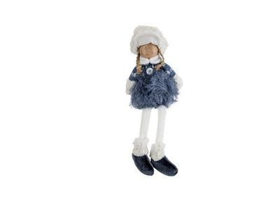 Winterkind Sophie Sitting Blauw 18x10xh4 5cm Textiel