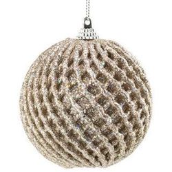 Kerstbal Wafeled Glitter Champagne D8cm Foam 