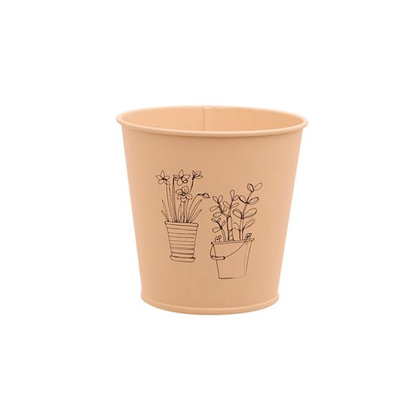 Cosy @ Home Bloempot Herbal Print Creme 11x8,2xh10,5 Cm Rond Conisch Metaal