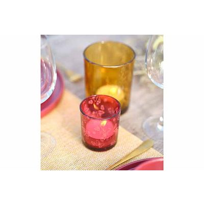 Theelichthouder Butterfly Roze 7x7xh8cm Glas  Cosy @ Home