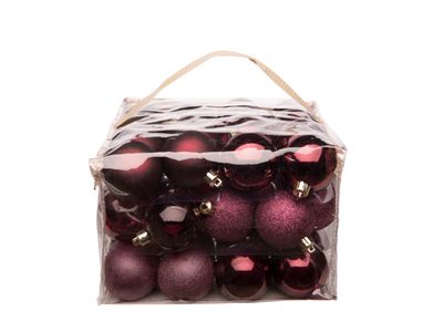 Kerstbal Set48 Mix Bordeaux D6cm Kunstst Of