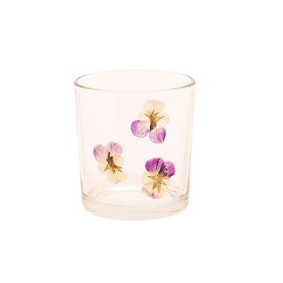 Theelichthouder Dried Flowers Transparan T 7x7xh8cm Glas  Cosy @ Home