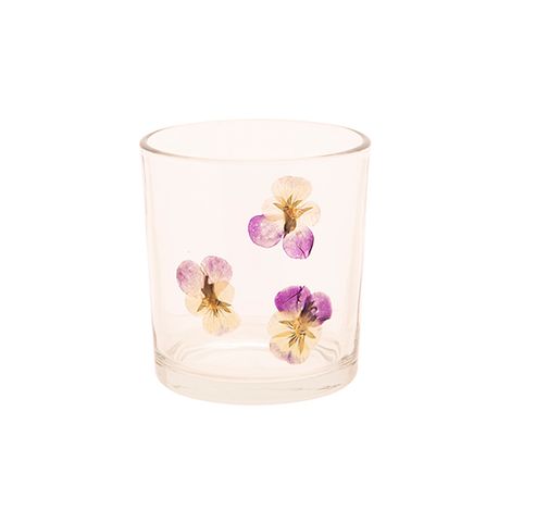 Theelichthouder Dried Flowers Transparan T 7x7xh8cm Glas  Cosy @ Home