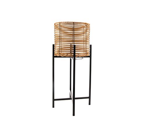 Cachepot Foldable Pe Rattan  Noir 26x26x H62cm Rond Metal  Cosy @ Home