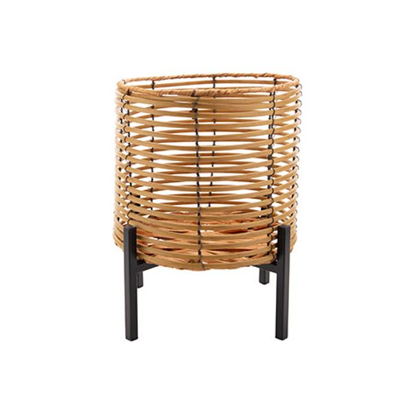 Cosy @ Home Bloempot  Pe Rattan  Zwart 26x26xh30cm R Ond Metaal