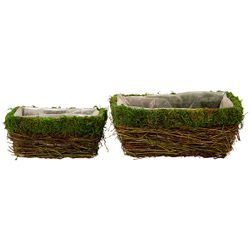 Mand Set2 Rattan-grass 22x13x10cm Natuur  27x17xh12cm Rechthoek 