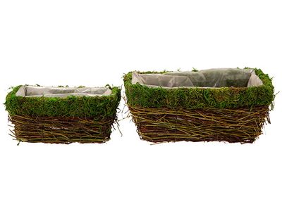 Mand Set2 Rattan-grass 22x13x10cm Natuur  27x17xh12cm Rechthoek