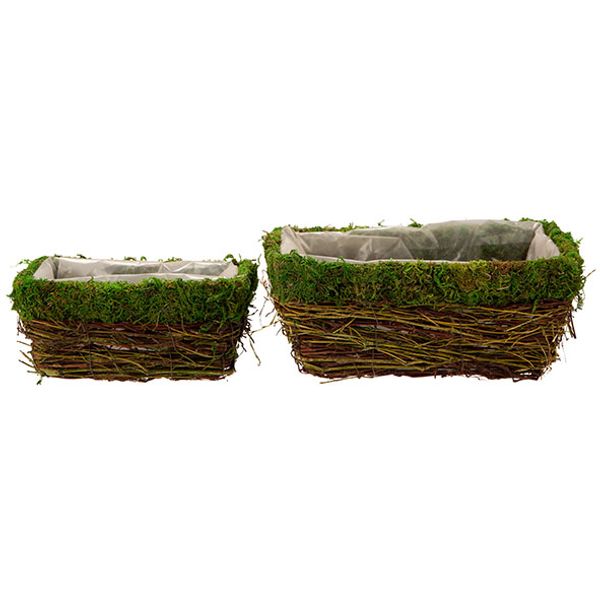 Mand Set2 Rattan-grass 22x13x10cm Natuur  27x17xh12cm Rechthoek 