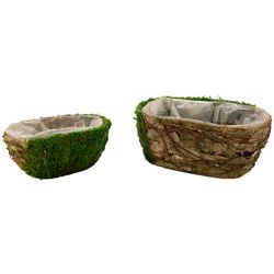 Mand Set2 Rattan-grass 20x12x9cm Natuur 27x17xh11cm Ovaal 