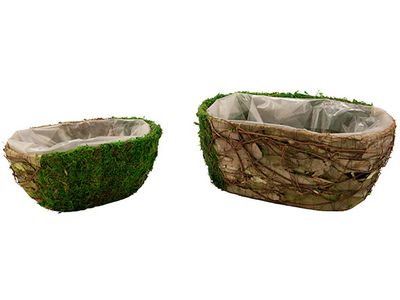 Mand Set2 Rattan-grass 20x12x9cm Natuur 27x17xh11cm Ovaal