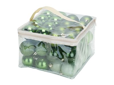 Kerstbal Set48 Mix Groen D6cm Kunststof 