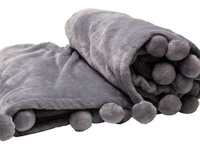 Plaid Pompon Grijs 140x160cm 