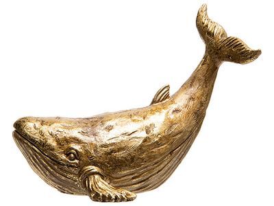 Ornament Whale Brass 21,5x13xh17cm Ander E Polyresin