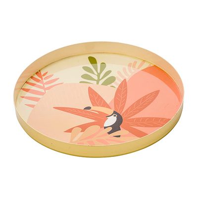 Plateau Toekan Rose 22x22xh2cm Rond Meta L  Cosy @ Home