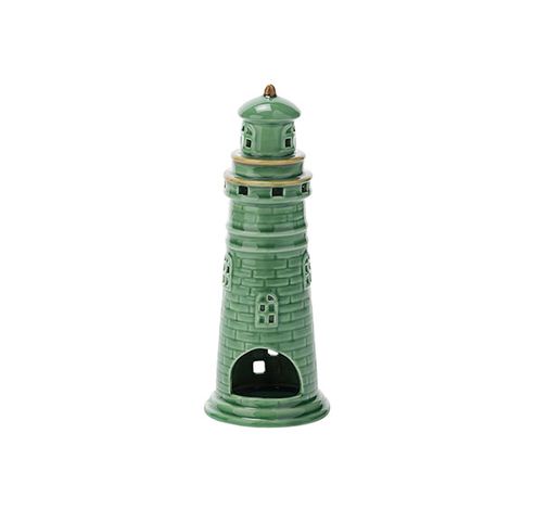 Vuurtoren-phare-lighthouse Groen 9,2x9,2 Xh24,5cm Rond Dolomiet  Cosy @ Home