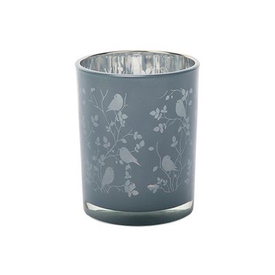 Theelichthouder Birds Blauw 10x10xh12,5c M Glas  Cosy @ Home