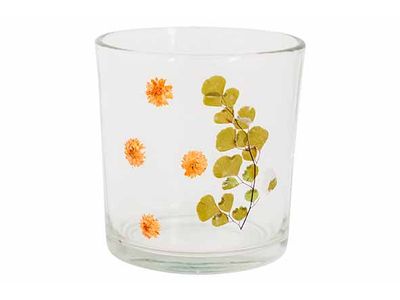 Bougeoir Flowers Transparent 7x7xh8cm Ve Rre