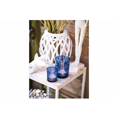 Theelichthouder Sea Blauw 7x7xh8cm Glas   Cosy @ Home