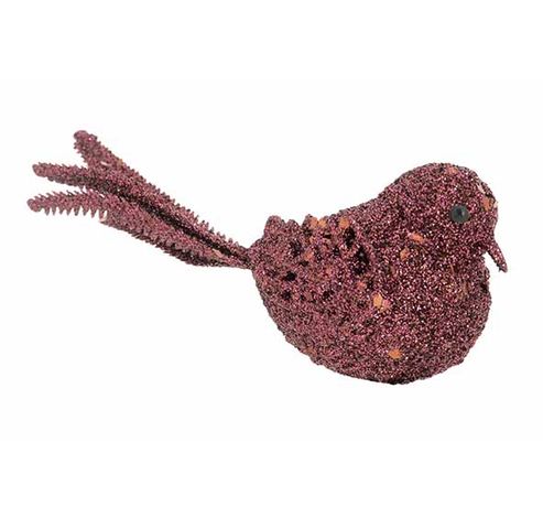 Vogel Clip Glitter Bordeaux 12x4xh10cm K Unststof  Cosy @ Home