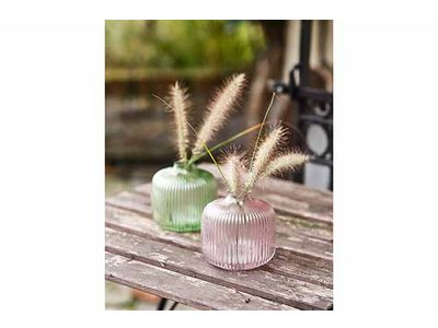 Vase Stripes Rose Pale 11,2x11,2xh10,4cm  Rond Verre