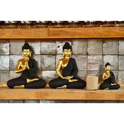 Cosy @ Home Beeld Buddha Brass Zwart 23,5x12xh28cm A Ndere Polyresin 