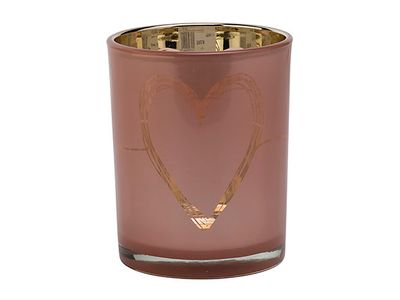 Bougeoir Heart Rose 10x10xh12,5cm Verre 