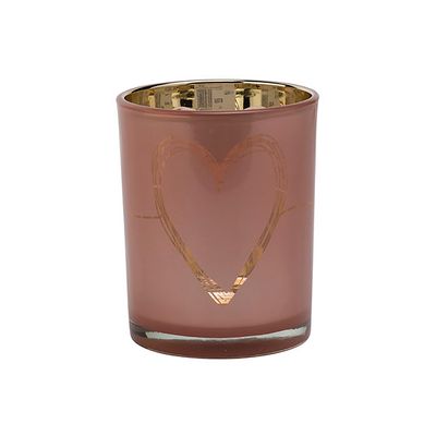 Theelichthouder Heart Roze 10x10xh12,5cm  Glas  Cosy @ Home