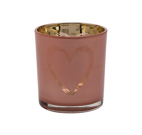 Bougeoir Heart Rose 7x7xh8cm Verre   Cosy @ Home