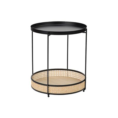 Table D'appoint Reed Nature Foldable Noi R 40x40xh49cm Rond Metal  Cosy @ Home