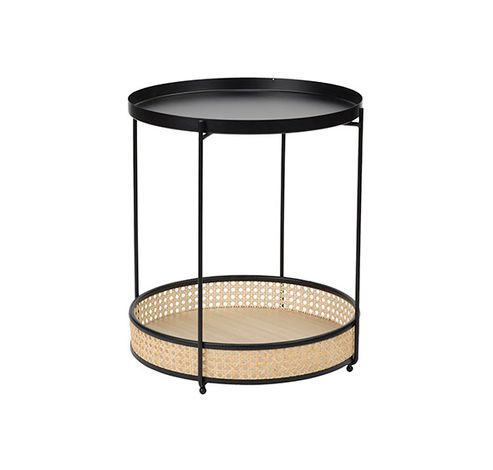 Table D'appoint Reed Nature Foldable Noi R 40x40xh49cm Rond Metal  Cosy @ Home