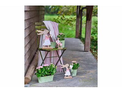 Konijn Mother With Child Roze 11x3xh19,5 Cm Hout