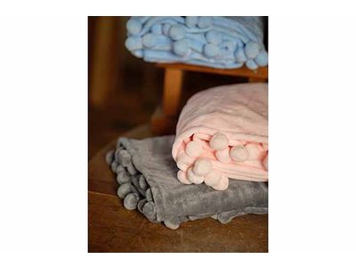 Plaid Pompon Lichtroze 140x160cm 