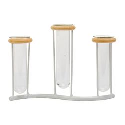 Cosy @ Home Porte 3x Glass Tube 3,5x10-12cm Blanc 19 X4,5xh13,5cm Allonge Metal 