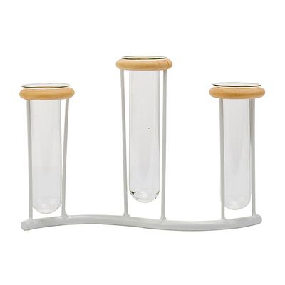 Porte 3x Glass Tube 3,5x10-12cm Blanc 19 X4,5xh13,5cm Allonge Metal  Cosy @ Home