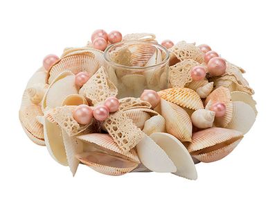 Theelichthouder Shells And Pink Pearls N Atuur D19xh6,5cm