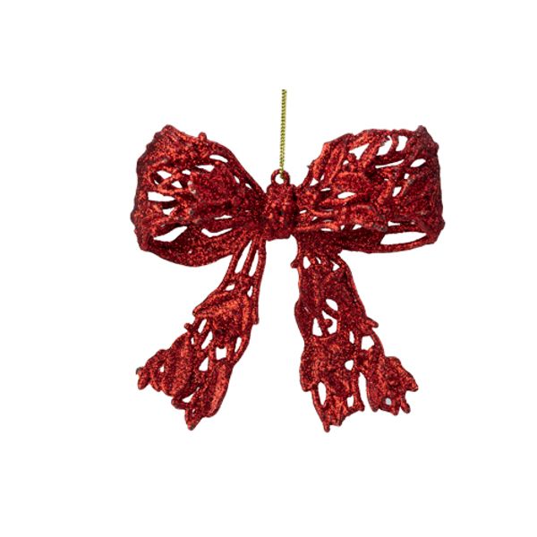 Hanger Strik Glitter Rood 12x10cm K Unststof 