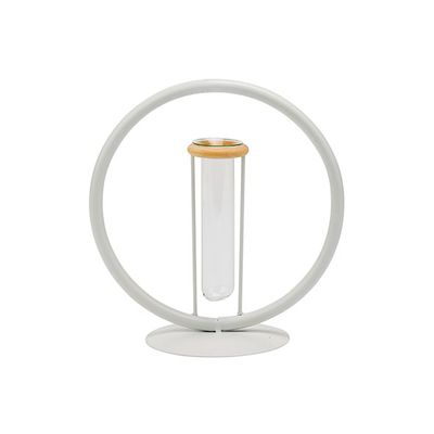 Cercle Glass Tube 3,5x12cm Blanc 19x10,5 Xh21,5cm Rond Metal  Cosy @ Home