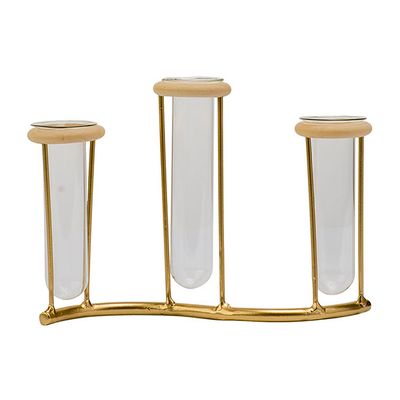 Porte 3x Glass Tube 3,5x10-12cm Dore 19x 4,5xh13,5cm Allonge Metal  Cosy @ Home