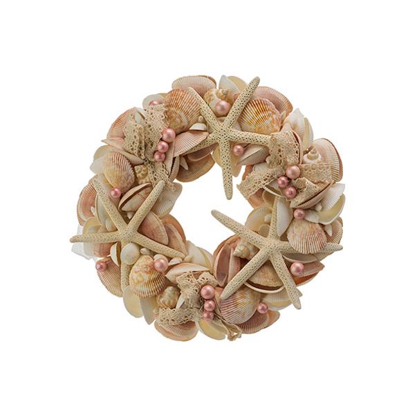 Krans Shells And Pink Pearls Natuur D28x H6cm 