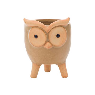 Uil Op Voet Planter Taupe 11x10xh13cm La Ngwerpig Aardewerk  Cosy @ Home