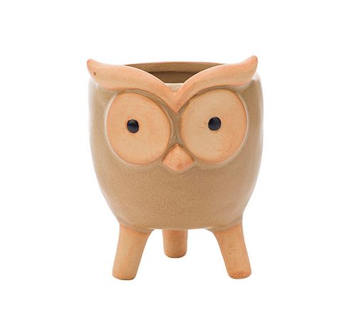 Uil Op Voet Planter Taupe 11x10xh13cm La Ngwerpig Aardewerk  Cosy @ Home