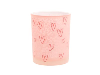 Theelichthouder Hearts Roze 15x15xh15cm Glas