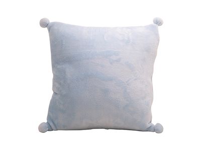 Coussin Pompon Bleu Claire 45x45xh10cm 